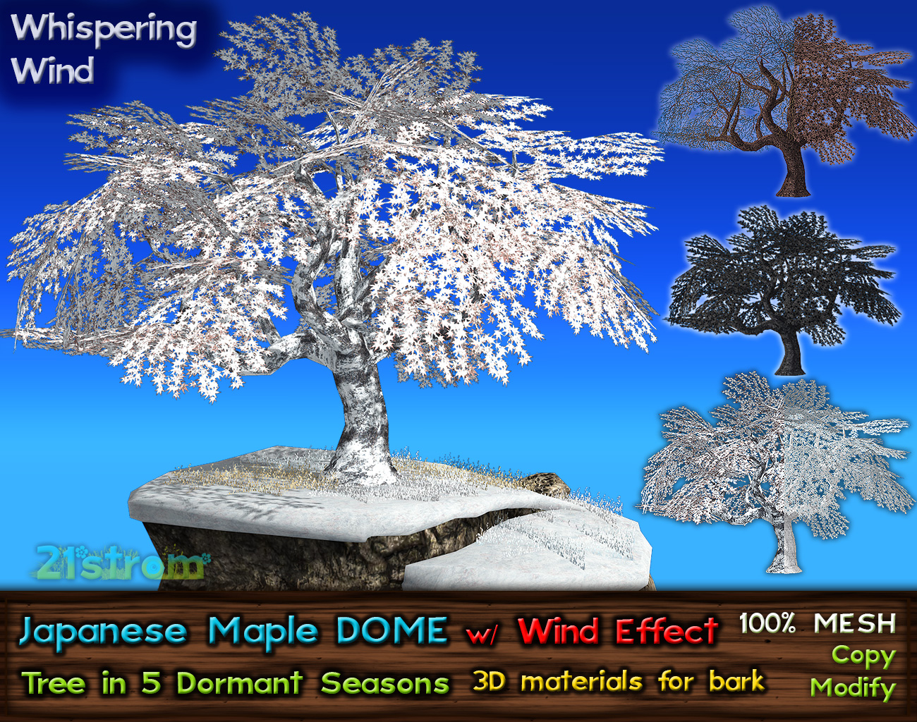 21strom Japanese Maple Dome 5 Dormant Seasons, Mesh Trees with Wind