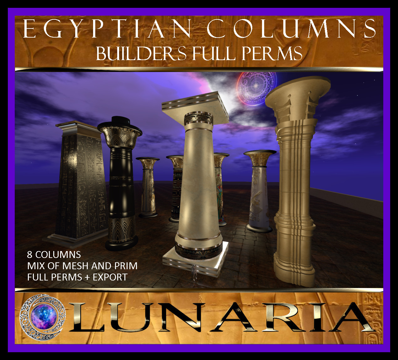 Egyptian Full Perm Columns Set of 8 Kitely