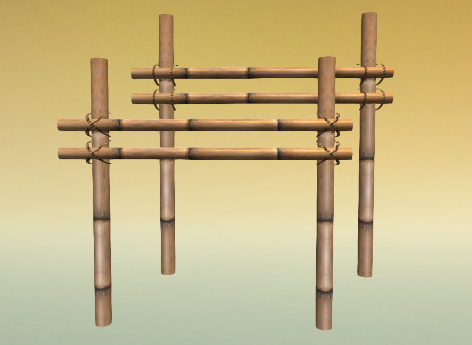 [Px] Bamboo Railing Set (MESH) | Kitely